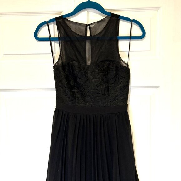 LuLus Prom Dress XXS I’m Flattered Black Embroider Maxi Pleated Skirt Sheer Top‎ - Picture 4 of 11
